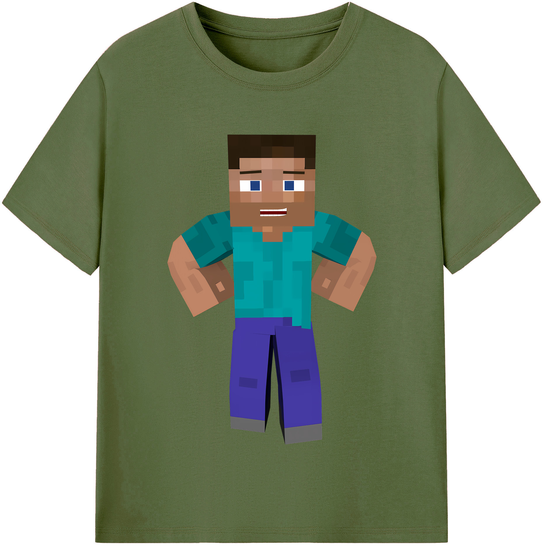 （画像用） マインクラフト ブロックの世界 Minecraft MC Block world 綿100％半袖Tシャツ（フロントプリント）